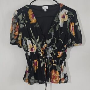 Madison & Berkeley Black Floral Blouse